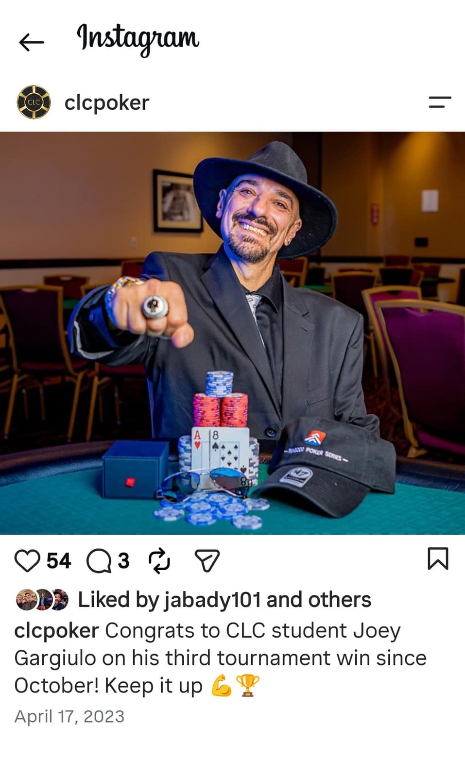 Congrats to CLC student Joey Gargiulo on his third tournament win